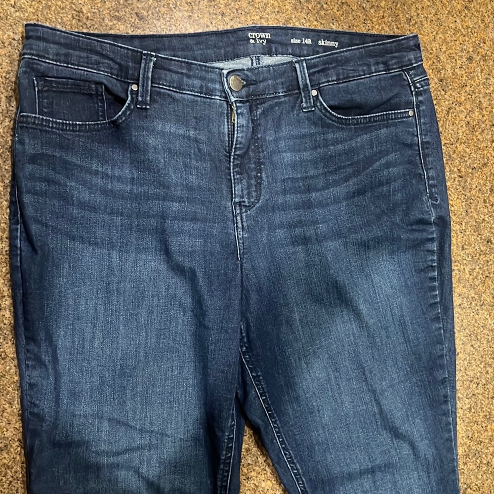 Crown & Ivy Skinny dark blue jeans